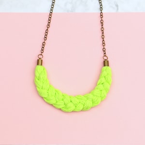 Neon Apple Green Cotton Necklace For Women