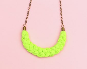 Neon Apple Green Cotton Necklace For Women