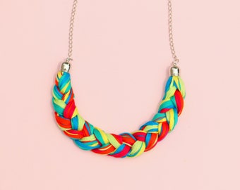 Multi Color Braided Yarn Necklace For Women