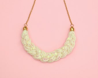 Cream White Iridescent Necklace For Women