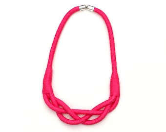 Fuchsia Pink Statement Necklace For Women, Unique Gifts For Female