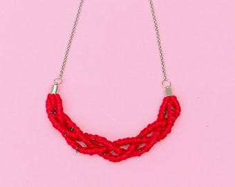 Red Braided Necklace, Unique Gifts For Her