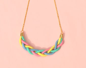 Braided Necklace Candy Colors, Unique Gifts For Her