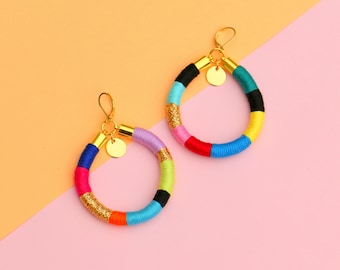 Colorful Statement Boho Hoop Earrings, Unique Gifts For Women