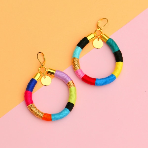 Déclaration colorée Boho Hoop Boucles d’oreilles, cadeaux uniques pour les femmes