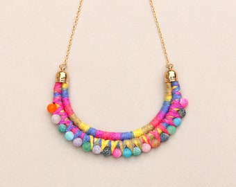 Colorful Beaded Bib Necklace For Women, Unique Gifts For Ladies