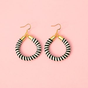 Black And White Circle Earrings, Unique Gifts For Women image 1