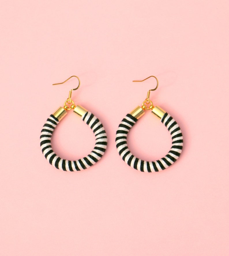 Black And White Circle Earrings, Unique Gifts For Women image 1