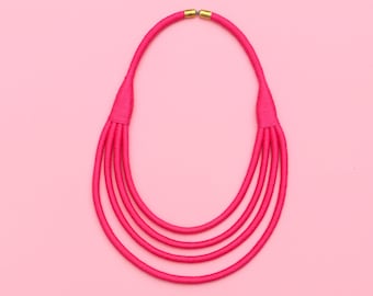 Fuchsia Pink Statement Necklace For Women, Unique Gifts For Her