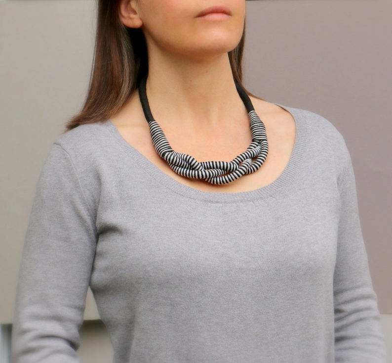 Gray Black Statement Necklace For Women, Unique Gifts For Her image 3