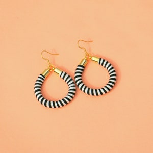 Black And White Circle Earrings, Unique Gifts For Women image 5