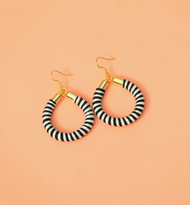 Black And White Circle Earrings, Unique Gifts For Women image 5