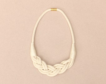 Braided Cotton Rope Necklace Natural White