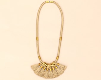 Camel Colored Statement Tassel Necklace For Women, Unique Jewelry For Her