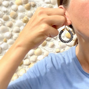 Black And White Circle Earrings, Unique Gifts For Women image 4