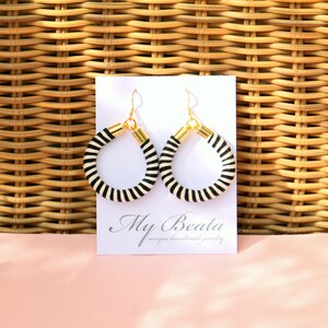 Black And White Circle Earrings, Unique Gifts For Women image 3