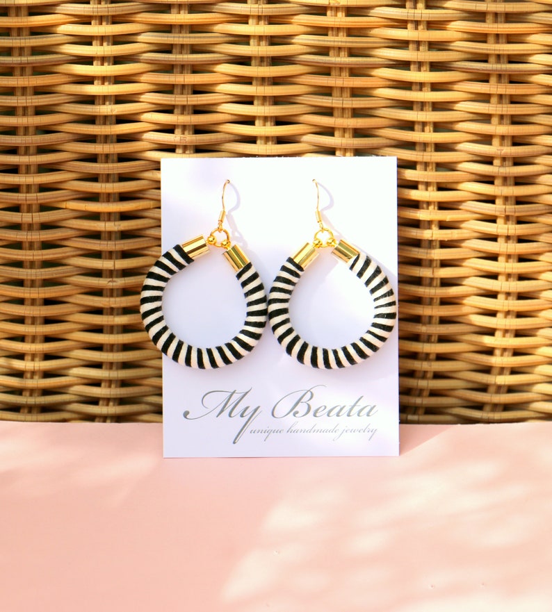 Black And White Circle Earrings, Unique Gifts For Women image 3