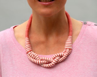 Unique Statement Necklace Terracotta White, Lovely Jewelry Gifts For Women