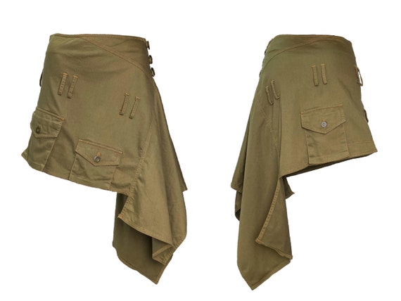 Asymmetrical skirt, asymmetrical cargo skirt, gree
