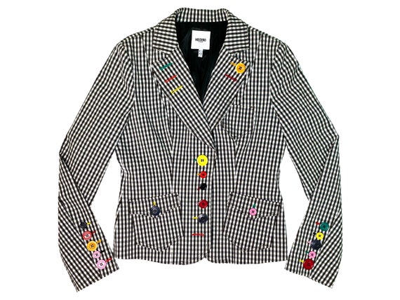 Moschino blazer, gingham blazer, Checkered blazer,