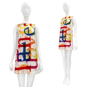 1990s Moschino Cheap & Chic dress, vintage Moschino mini dress, Moschino once upon a time dress, 90s clothing, colorful babydoll mini dress