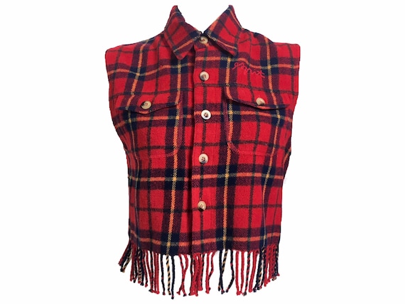90s waistcoat, vintage wool tartan, tartan fleeces
