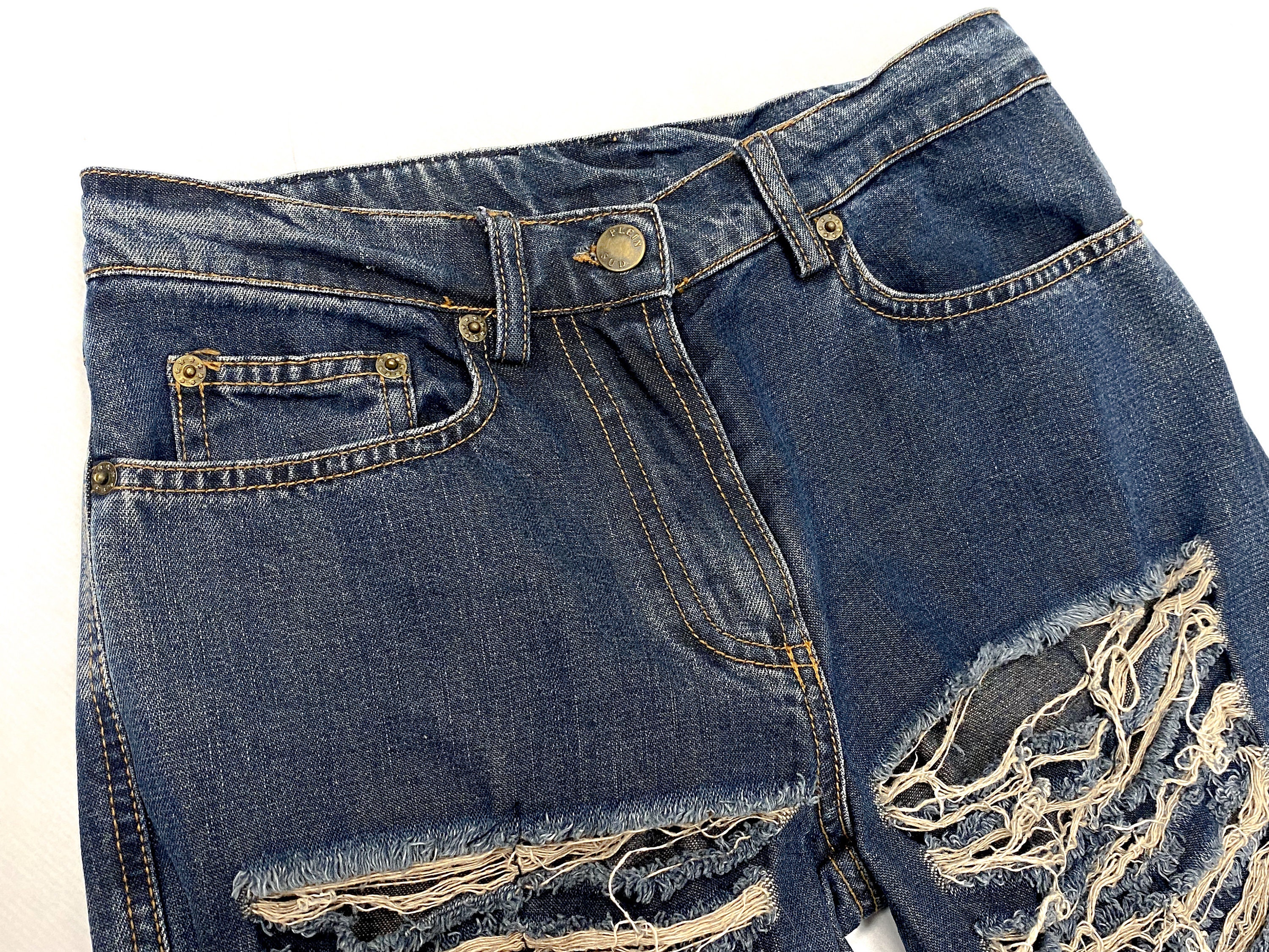 2000s Plein Sud Set, Y2k Plein Sud Jeans, Frayed Denim