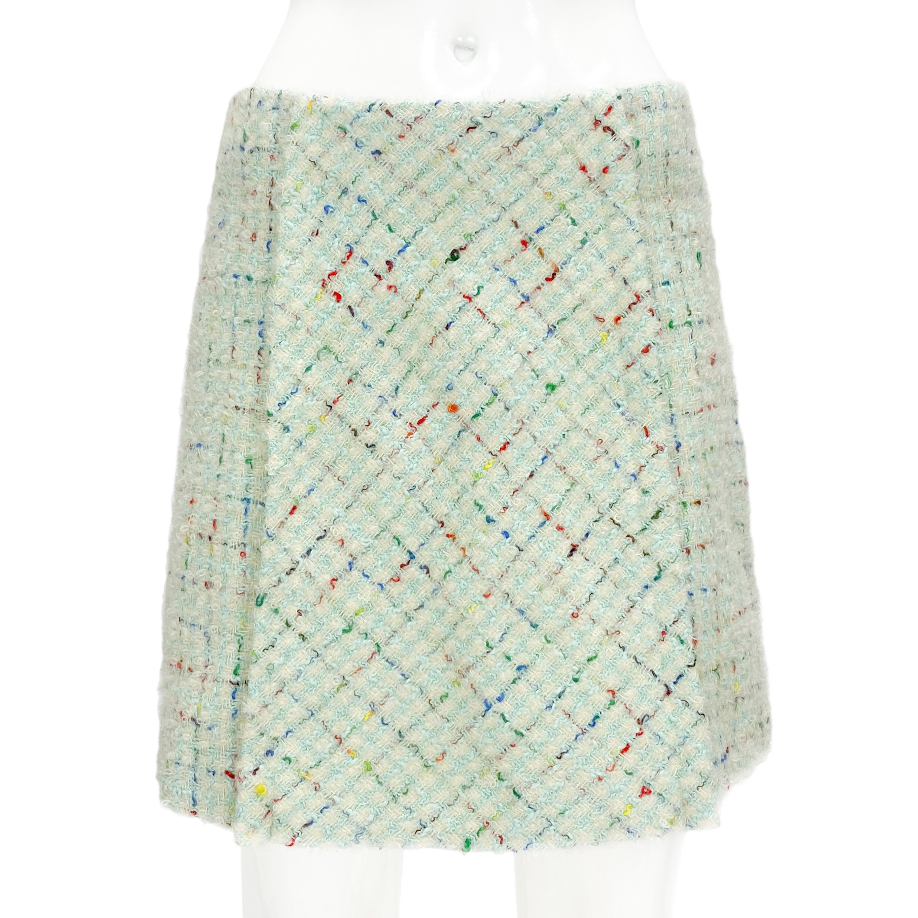 1990s mohair mini skirt, vintage handmade skirt, boucle mohair wool, vintage wool, vintage silk, mint green skirt, 90s mini skirt