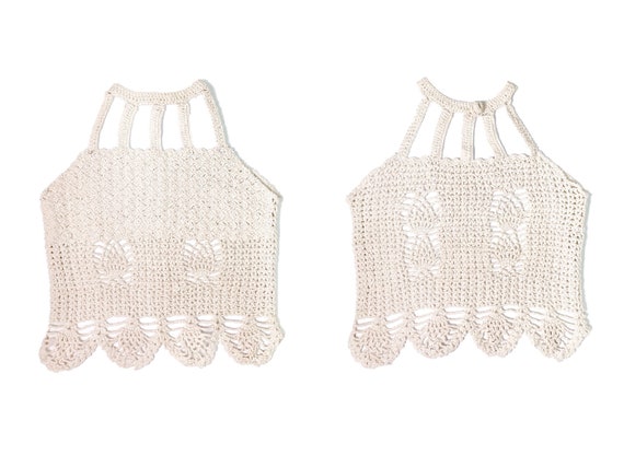 Vintage Crochet top, 70's crochet, crochet crop to