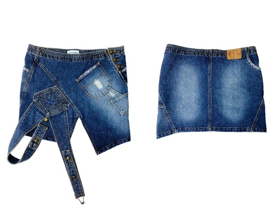 Asymmetrical skirt, deconstructed denim, asymmetri