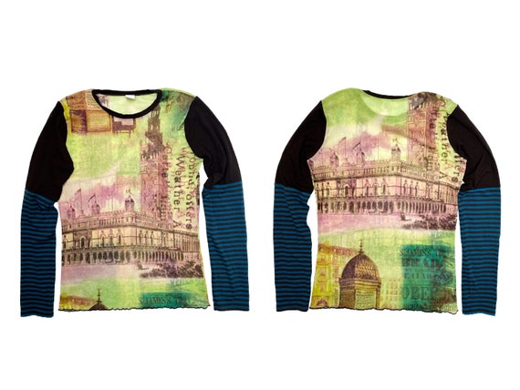 90s mesh top, architectural theme top, vintage mes