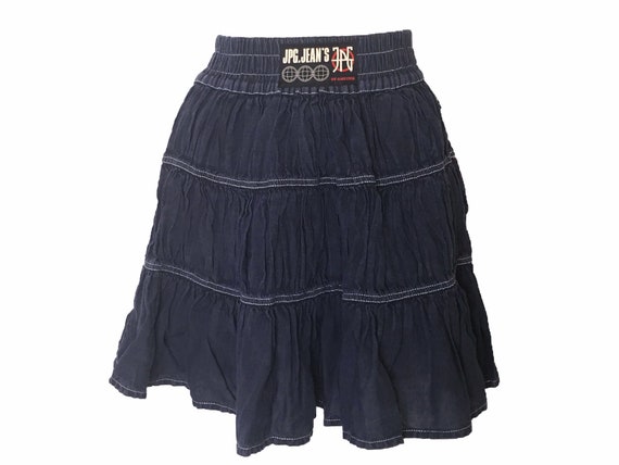 Gaultier skirt, 90s linen skirt, ruffled skirt, ga
