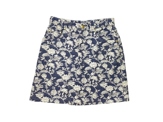 Moschino jeans skirt, moschino tapestry skirt, mos