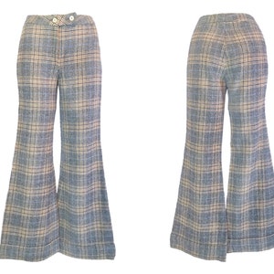 1970s trousers, vintage Bell bottoms, 70s clothing, vintage clothing, plaid wool pants, high waisted bell bottoms, high waisted trousers