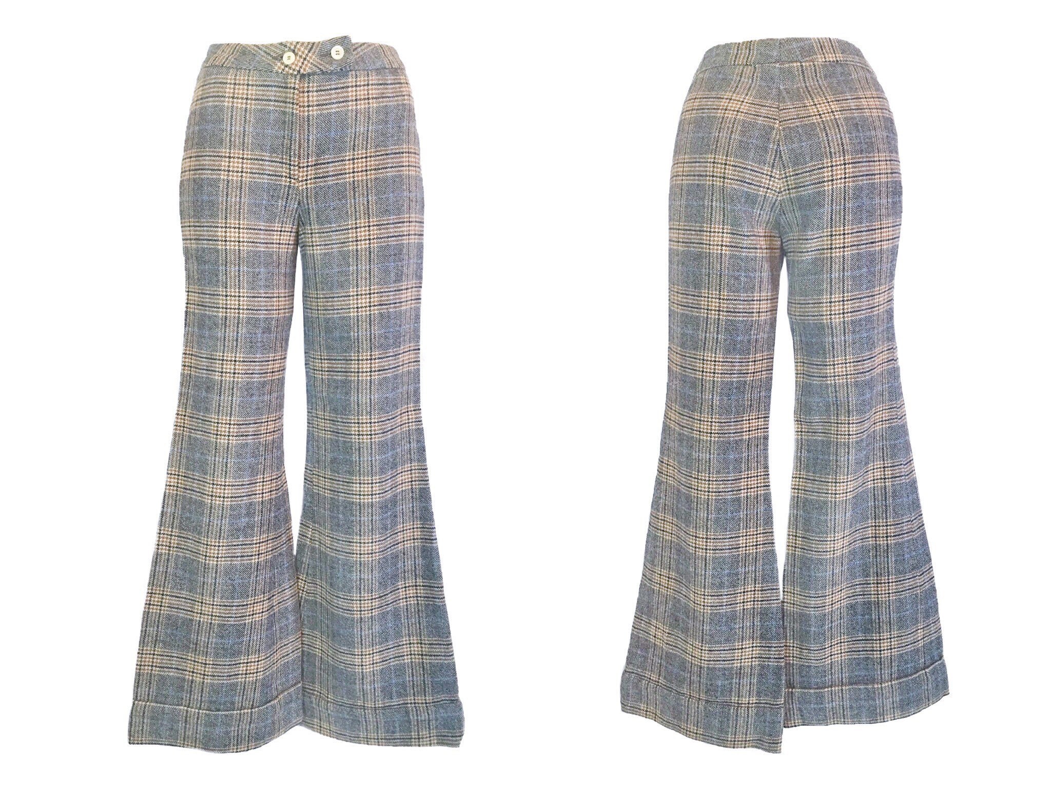 1970s trousers, vintage Bell bottoms, 70s clothing, vintage clothing, plaid wool pants, high waisted bell bottoms, high waisted trousers