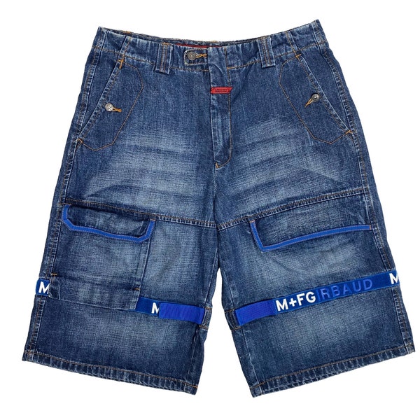 Marithe François Girbaud des années 2000, jeans cargo y2k, denim cargo recadré, shorts cargo, shorts en denim surdimensionnés, denim du début des années 2000, vêtements y2k