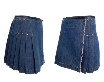 90s Jean Paul Gaultier Club Kid Pleated Denim Mini Skirt - Etsy