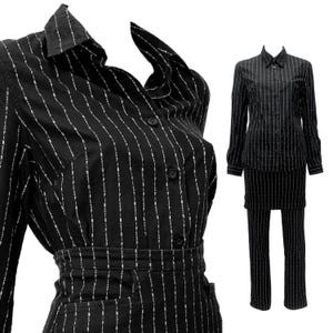 1990s Moschino, Moschino pinstripe, Moschino set, Moschino skirt, pinstripe suit, Vintage Moschino, 90s pinstripe set