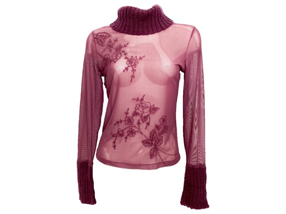 90s mesh top, floral mesh top, 90s turrleneck, art
