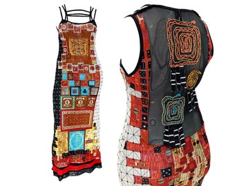 SAVE THE QUEEN, plus size mesh dress, y2k dress, 90s clothing, y2k clothing, 90s dress, abstract print, save the queen dress, maxi dress
