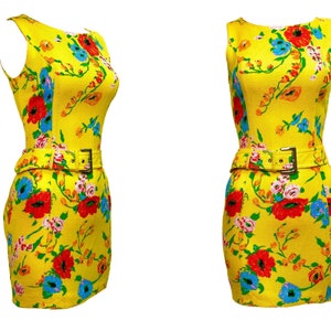 90s Moschino dress, 90s dress, vintage Moschino, floral dress, 90s clothing, dresses for women, yellow floral print
