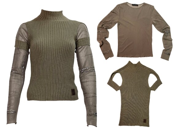90s mesh top, khaki mesh top, 90s turtleneck, 90s
