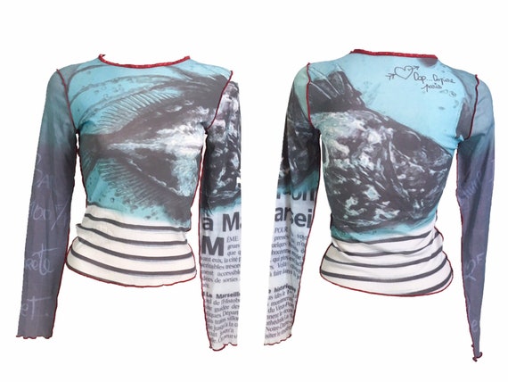 90s mesh top, gaultier style, vintage mesh top, st