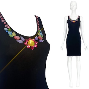 2000s Moschino Cheap and Chic, Moschino vintage dress, Moschino little black dress, Y2K embellished dress, y2k rhinestone Moschino