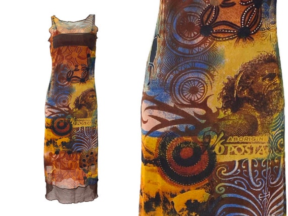 90s dress, 90s mesh dress, 90s clothing, Tribal ta