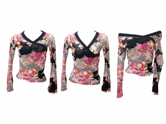 90s mesh top, floral mesh top, gaultier style, abs