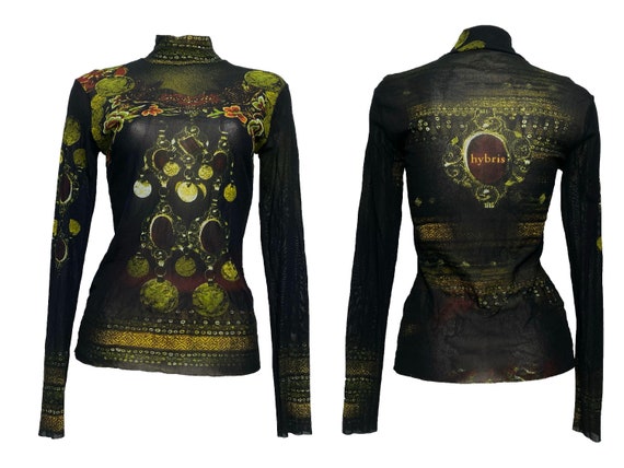 90s mesh top, vintage jewelry ,90s gaultier style,