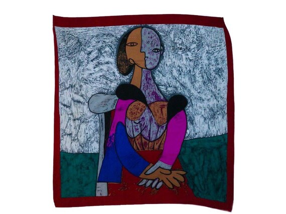 Vintage scarf, picasso vintage scarf, silk scarf,