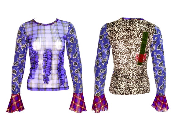 90s mesh top, Save the Queen, lilac tartan, 90s me