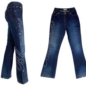2000s Blumarine, flare jeans, Blumarine embroidery logo, y2k jeans, Blumarine low waisted jeans, Blumarine vintage, 90s jeans, y2k clothing